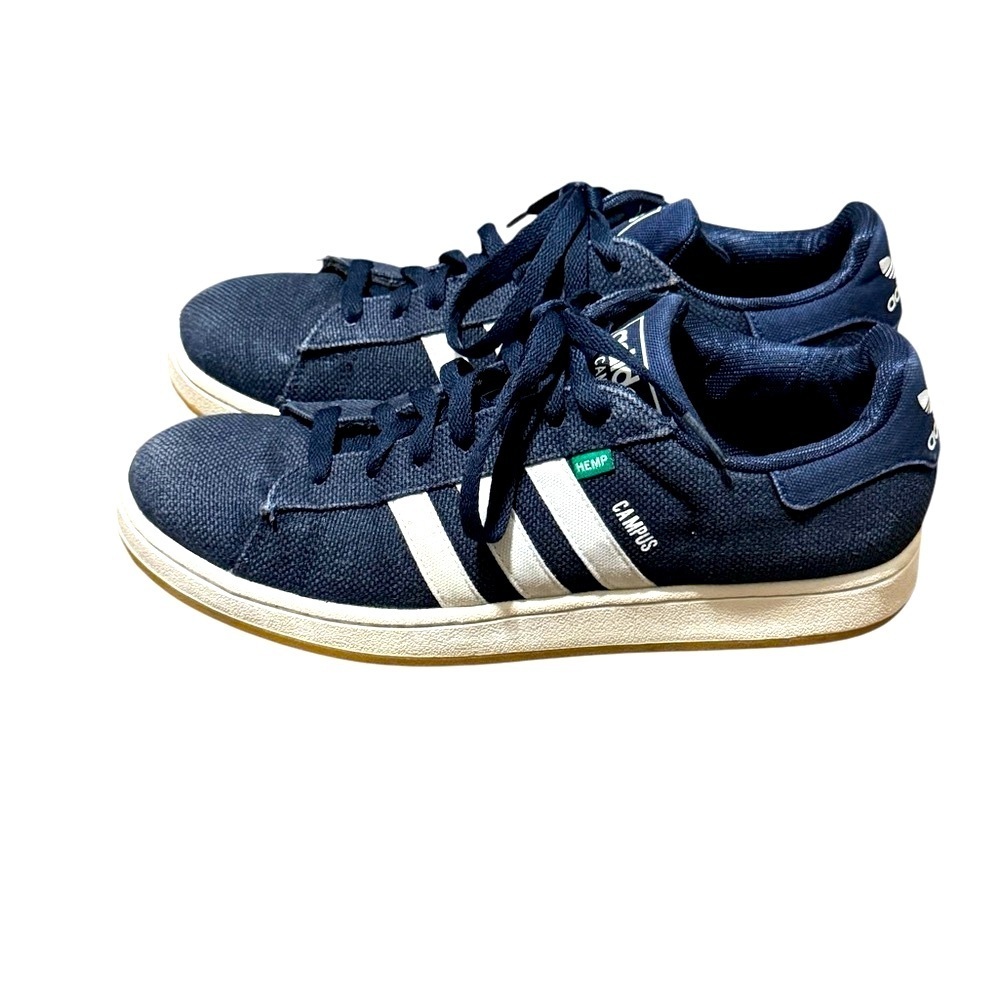 Adidas Dark Blue Sneakers with White Accents Denim Size 10 Washed Look